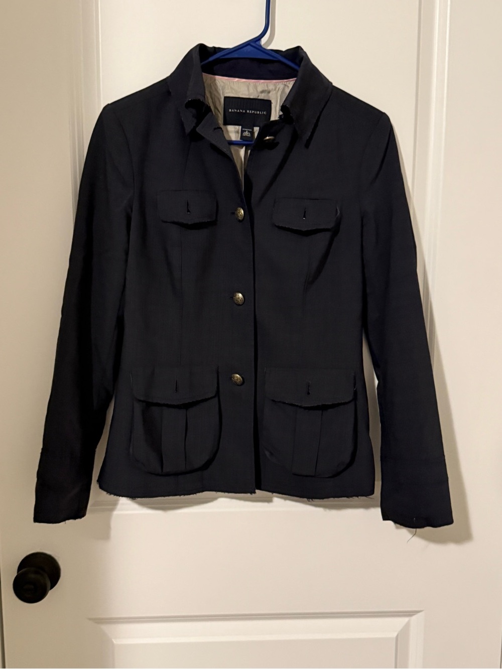 Banana Republic Women's Dark Navy Button-Front Utility Blazer Size 2 #90